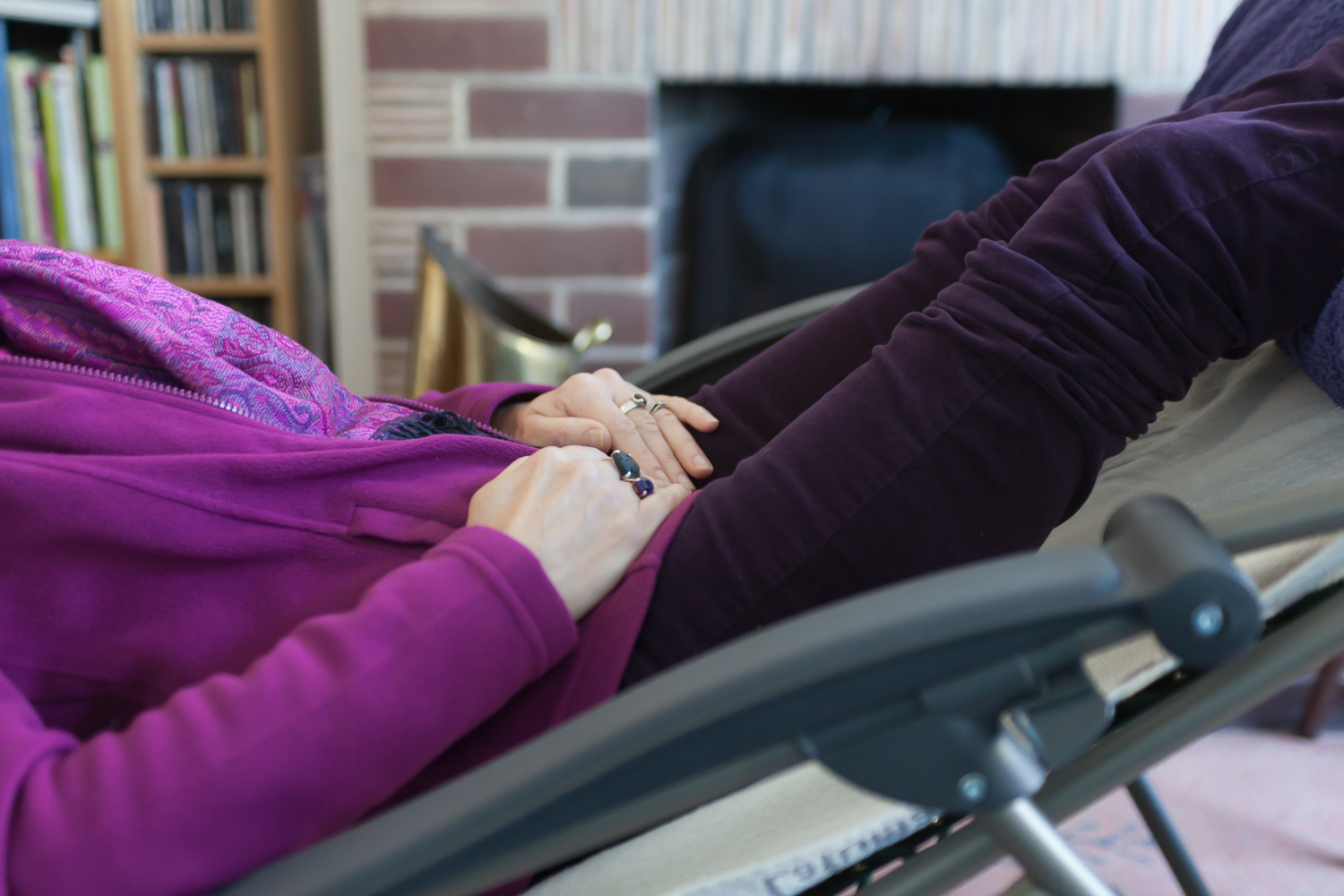 reflexology client in reclining chair